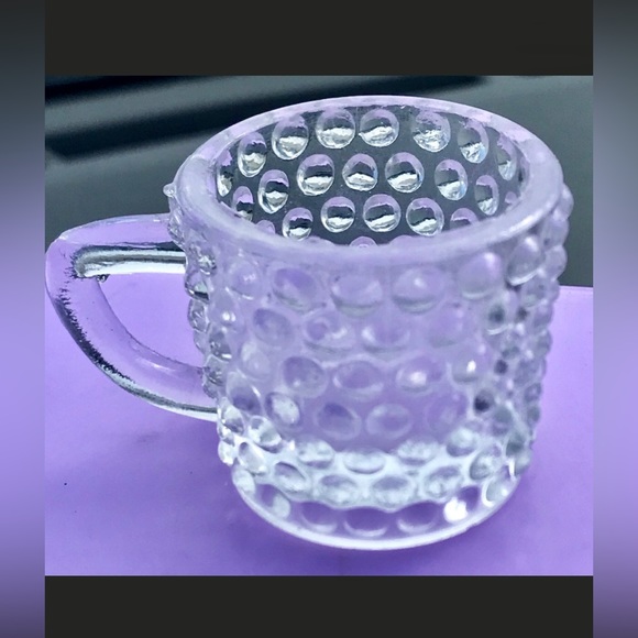 Vintage Mug Handled Glass Hobnail Textured Antique Penny Candy Scoop - Picture 2 of 10